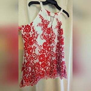 INC International Concepts Red and White Floral Tank Top